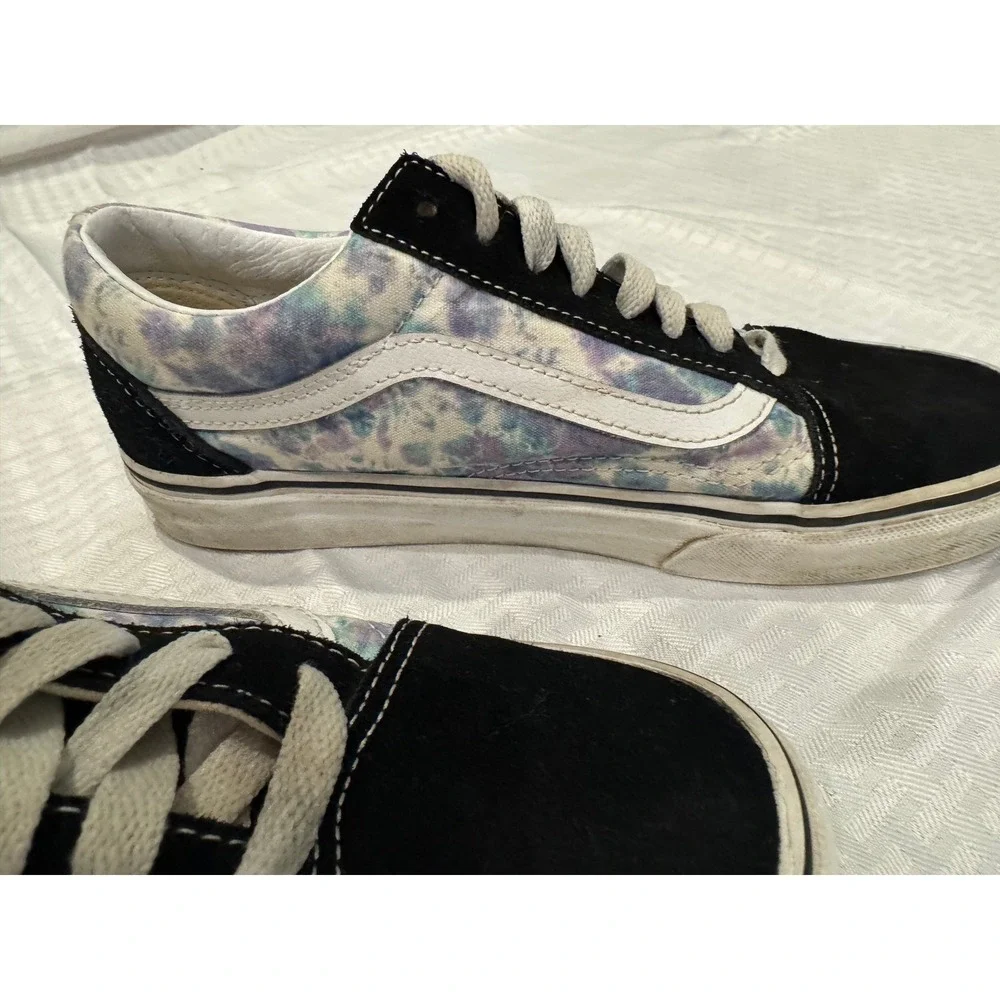 Vans Old‎ Skool Sneakers Womens 8.5 Black Tie Dye Low Top Good Suede Canvas